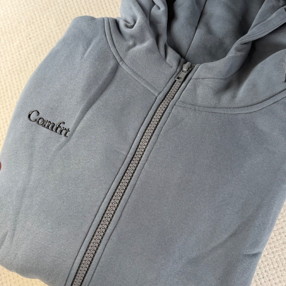 Comfrt Cloud Zip Hoodie Blue Willow XL Oversized Full Zip Sweatshirt KJHU20